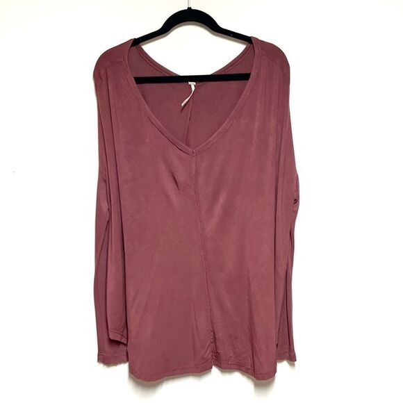 Free People Moonshine Long Sleeve V Neck Berry Tunic Size S - Picture 1 of 9